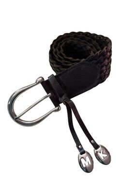 Michael Kors Black Leather Woven Belt